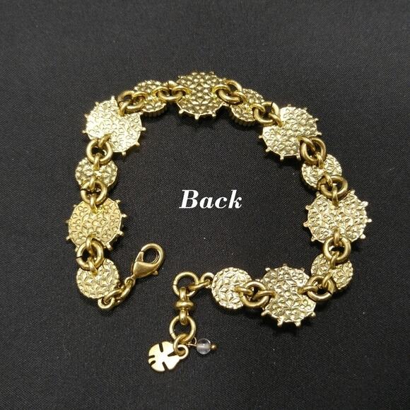 Lucky Brand Gold Tone Bracelet Mother of Pearl Flowers Vintage Boho 7.75" - Picture 7 of 7